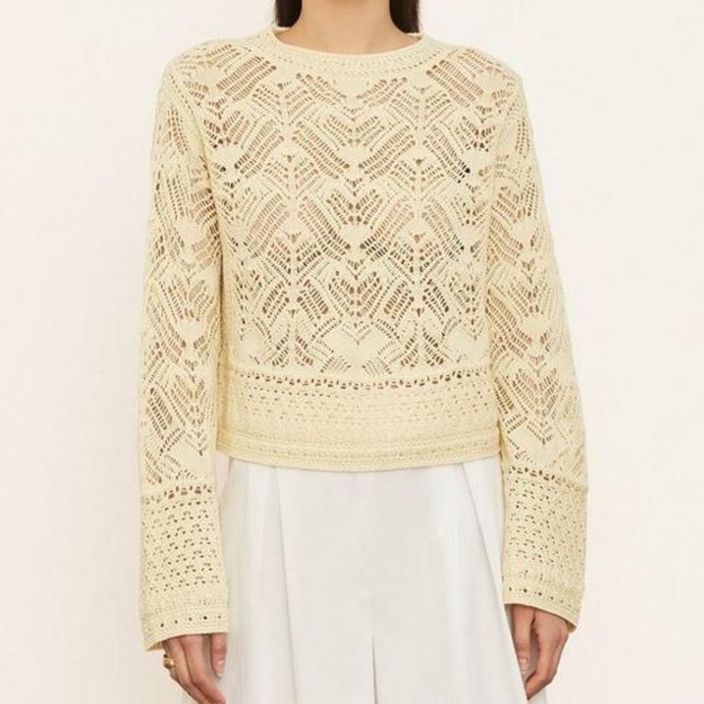 VINCE SWEATER Lace Patchwork Pullover Sweater